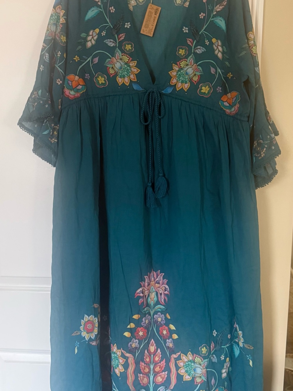 NATURAL LIFE Teal Floral Embroidered Maxi Dress - Picture 11 of 11